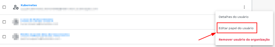 Editar papel do usuário da Service Account “Kubernetes”.